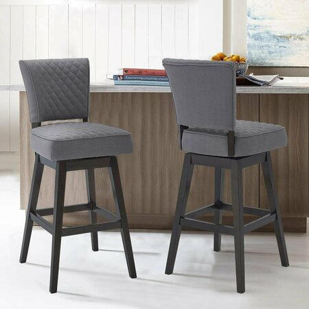 ARMENLIVING 26 in. Counter Height Gia Wood Swivel Tufted Barstool - Espresso & Gray LCGIBAESGR26